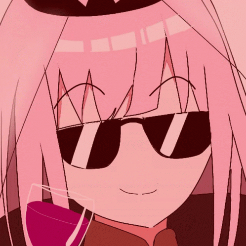 A Drawing Of A Girl Wearing Sunglasses And Holding A Glass GIF