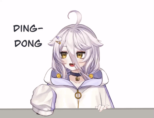A Drawing Of A Girl With A Bell And The Words Ding Dong Behind Her GIF