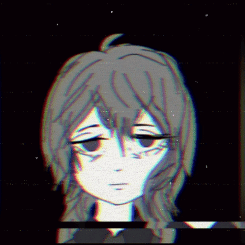 A Drawing Of A Girl With A Black Background GIF