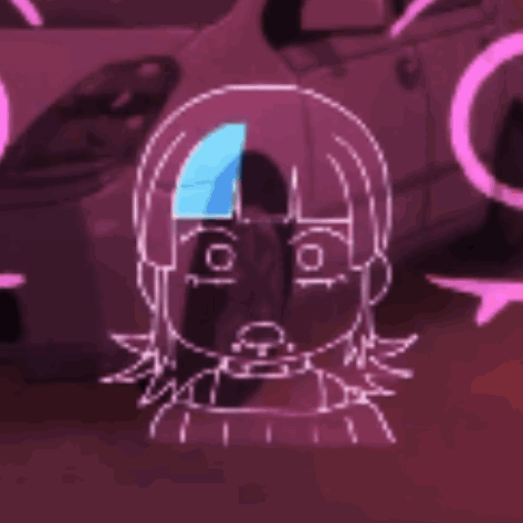 A Drawing Of A Girl With A Blue Stripe On Her Forehead And A Purple Background . GIF