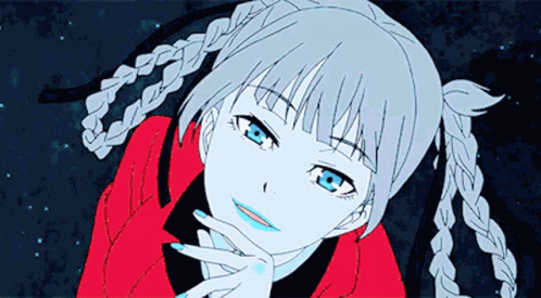 A Drawing Of A Girl With A Braided Hair And Blue Eyes GIF