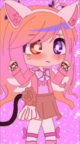 A Drawing Of A Girl With A Cat Ear And A Unicorn Horn GIF