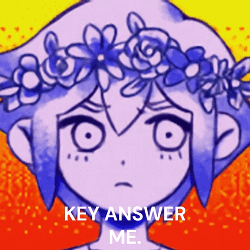 A Drawing Of A Girl With A Flower Crown On Her Head And The Words Key Answer Me GIF