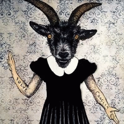 A Drawing Of A Girl With A Goat 'S Head And The Word Solve Written On Her Arm GIF