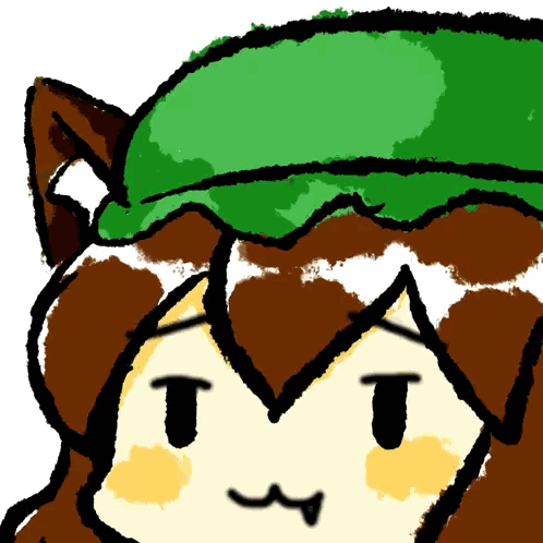 a drawing of a girl with a green hat on