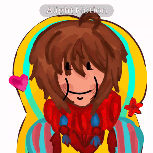 A Drawing Of A Girl With A Heart And The Words Alight Motion On The Bottom Right GIF