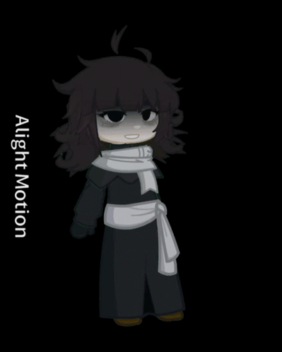 A Drawing Of A Girl With A Scarf Around Her Neck And The Words Alight Motion On The Bottom Right GIF