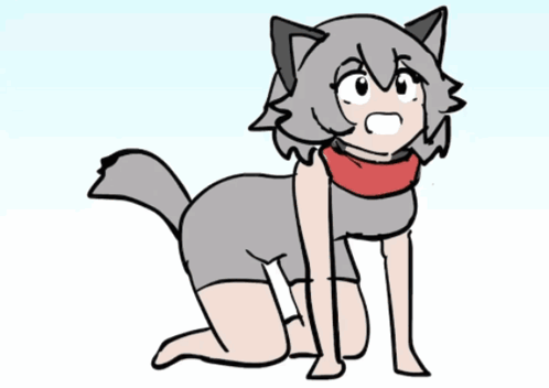 A Drawing Of A Girl With A Scarf Around Her Neck That Looks Like A Wolf GIF