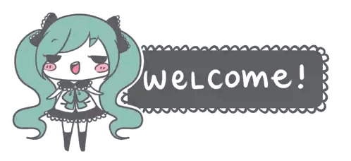 a drawing of a girl with a welcome sign