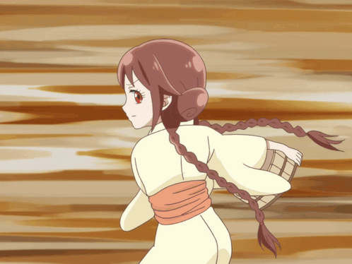 A Drawing Of A Girl With Braids And A Bucket In Her Hand GIF