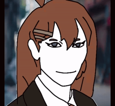 A Drawing Of A Girl With Brown Hair And White Face GIF