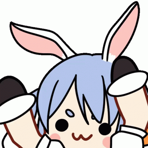 A Drawing Of A Girl With Bunny Ears And A Smiley Face GIF