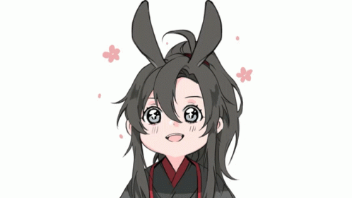 A Drawing Of A Girl With Bunny Ears And Flowers Around Her Head GIF