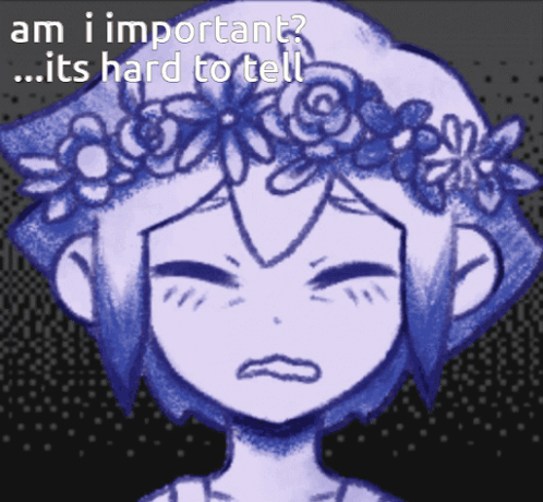 A Drawing Of A Girl With Flowers In Her Hair And The Words Am I Important GIF