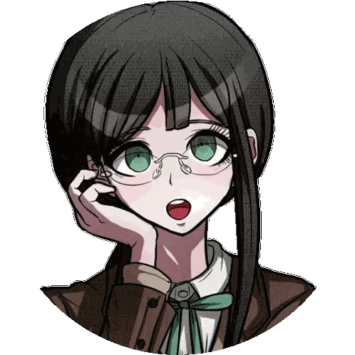 a drawing of a girl with glasses and long black hair