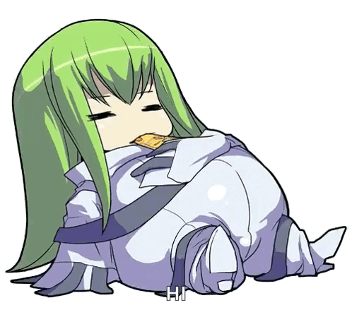 A Drawing Of A Girl With Green Hair And The Word Hi GIF