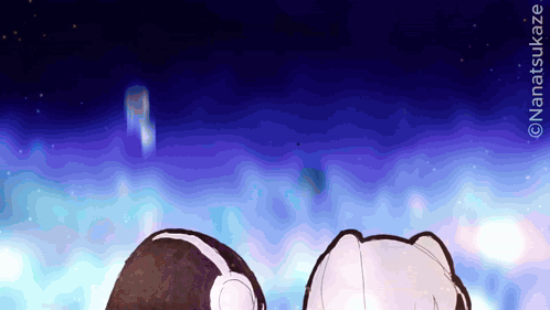 A Drawing Of A Girl With Headphones And The Name Nanatsukaze GIF