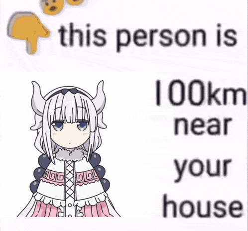 A Drawing Of A Girl With Horns Next To A Sign That Says 41 Km Near Your Head GIF