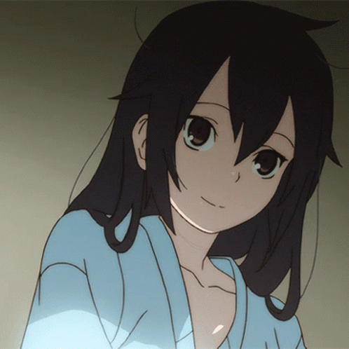 A Drawing Of A Girl With Long Black Hair GIF