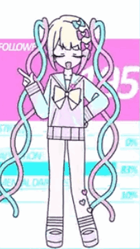 A Drawing Of A Girl With Long Hair And A Bow On Her Hair . GIF