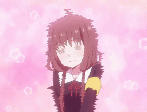 A Drawing Of A Girl With Long Hair And A Yellow Badge GIF