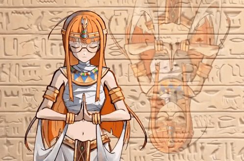 A Drawing Of A Girl With Long Orange Hair And Glasses GIF