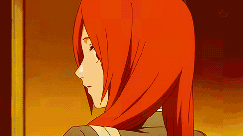 a drawing of a girl with long red hair and the word ebch on the bottom right