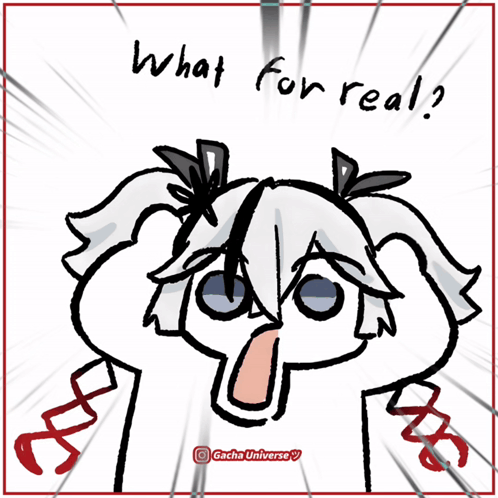 A Drawing Of A Girl With Pigtails And The Words " What For Real " On The Bottom GIF