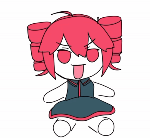 A Drawing Of A Girl With Pink Hair And A Black Dress GIF