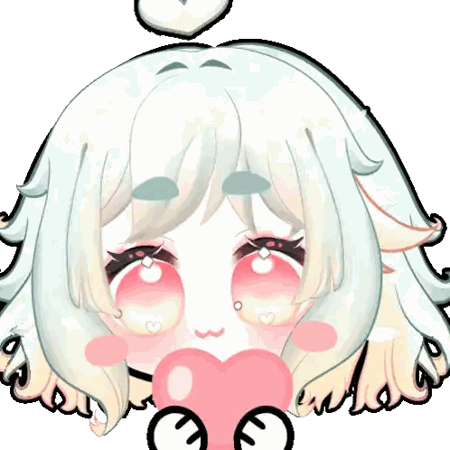 a drawing of a girl with pink hearts around her head