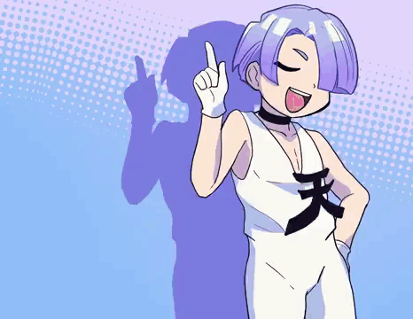 A Drawing Of A Girl With Purple Hair And A Choker GIF