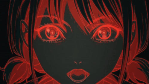 A Drawing Of A Girl With Red Eyes GIF