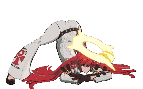 a drawing of a girl with red hair and a white shirt that says " guilty gear " on it
