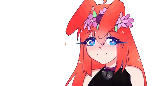 a drawing of a girl with red hair and flowers on her head