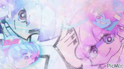 A Drawing Of A Girl With The Word " Picmix " At The Bottom GIF