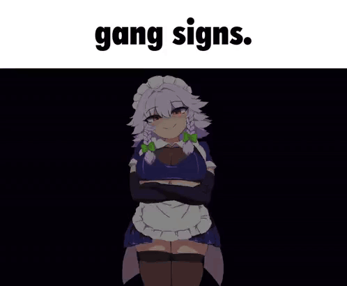 A Drawing Of A Girl With The Words Gang Signs On The Bottom GIF