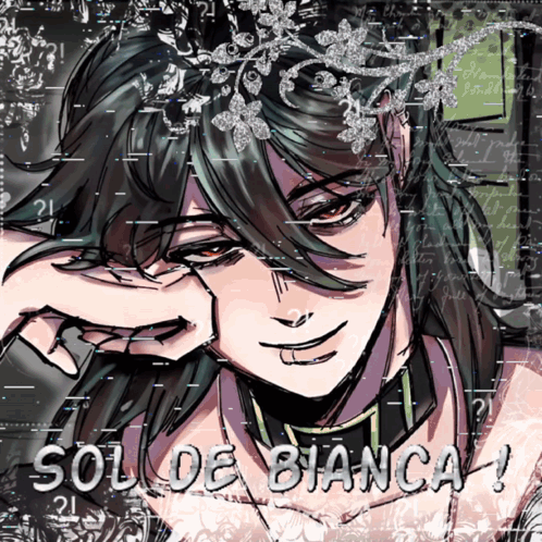 A Drawing Of A Girl With The Words Sol De Bianca Written Below Her GIF