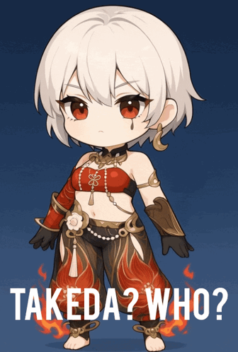 a drawing of a girl with the words takeda who on it