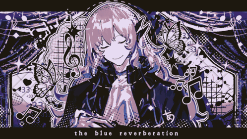 Girl Drawing With The Blue Reverberation Text GIF