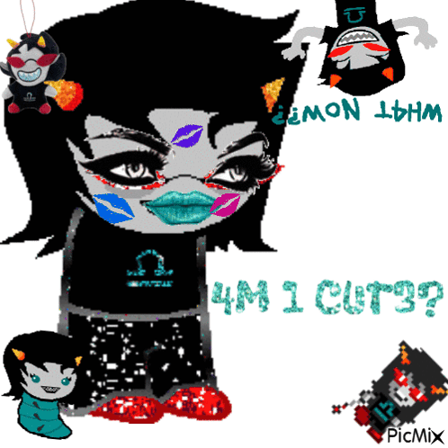 A Drawing Of A Girl With The Words " What Now ? " On The Bottom GIF