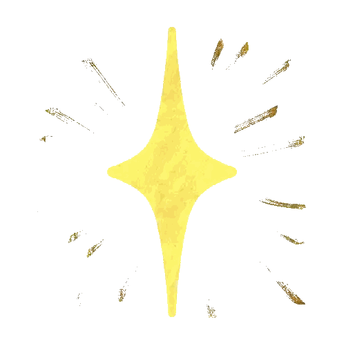 a drawing of a gold star with white rays around it