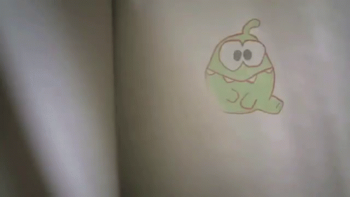 A Drawing Of A Green Cartoon Character With Big Eyes And A Mouth GIF