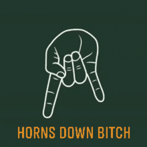 A Drawing Of A Hand With The Words Horns Down Bitch Under It GIF