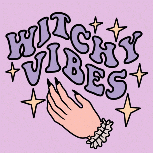 A Drawing Of A Hand With The Words Witchy Vibes GIF