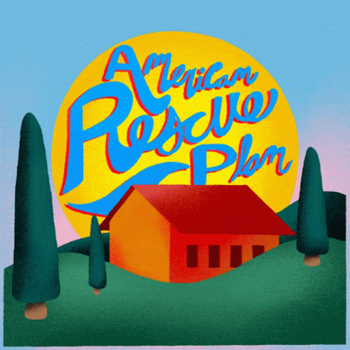 a drawing of a house with the words american rescue plan on it
