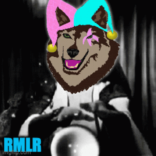 A Drawing Of A Husky Wearing A Pink And Blue Hat GIF