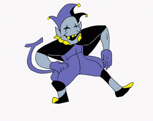A Drawing Of A Jester With A Tail And A Hat GIF