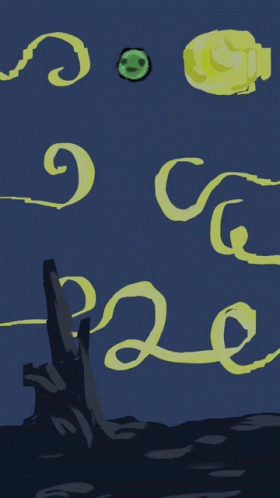 A Drawing Of A Landscape With A Green Circle In The Middle GIF