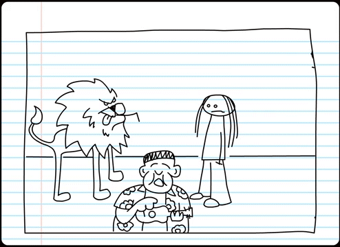 A Drawing Of A Lion And A Woman With The Words Wave O ' Babies Written Below Them GIF
