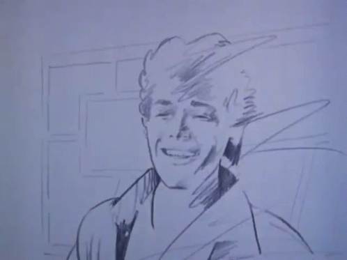 A Drawing Of A Man And A Woman In A Room GIF